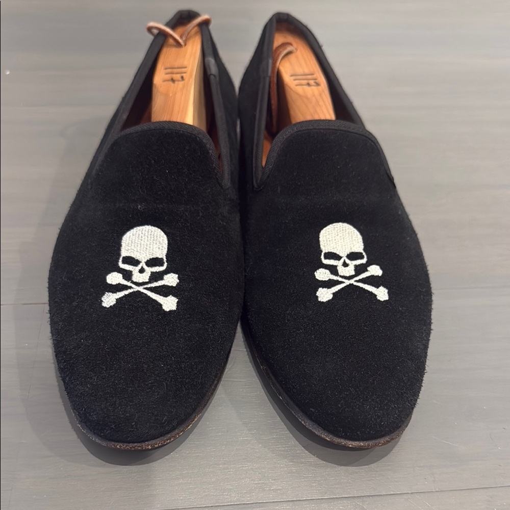 Men's Black The Kooples Skull and Crossbones Loafers Size 9.5/43